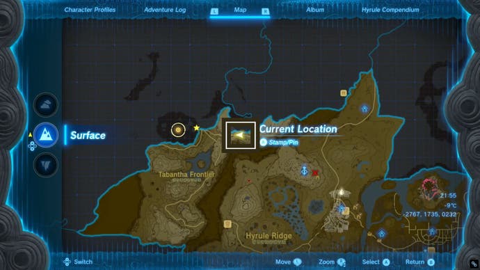 zelda totk frostbite shirt map location north hyrule ridge