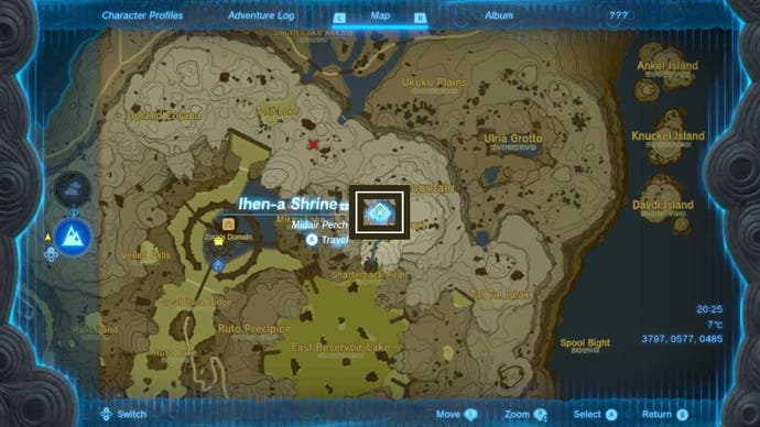 zelda totk ihen-a shrine map location