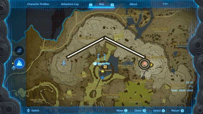 zelda totk ihen-a shrine map route to location