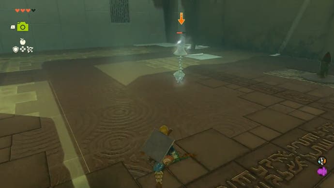 Zelda Tears of the Kingdom, Link runs to a frozen Captain Construct in the Ijo-o Shrine.