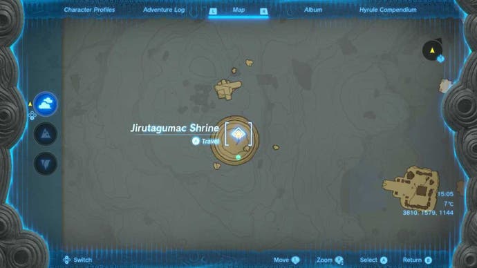 Zelda Totk Jirutagumac Shrine Sky Karte in der Nähe