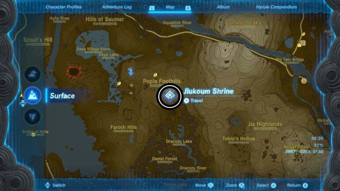 Zelda Totk Jiukoum Schreinkarte Ort