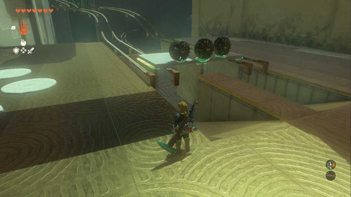 Zelda Totk Jiukoum Schrein dritter Schiene Puzzle -Vorrichtung Platzierung