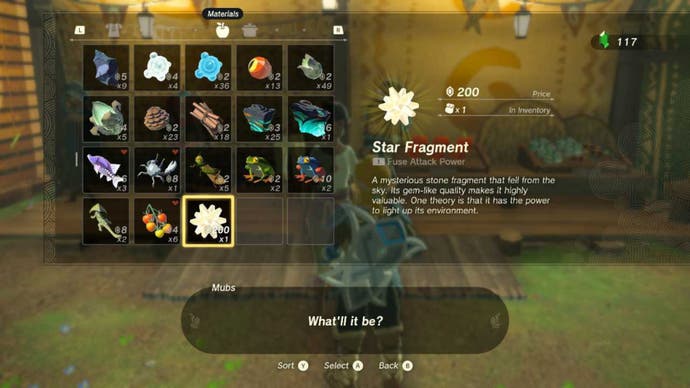 Link Zelda Totk no Trader Selling Star Fragment