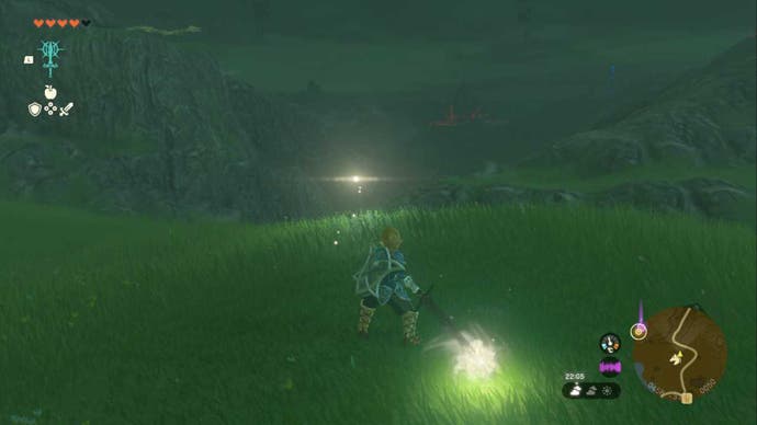 Link Zelda Totk usando o fragmento de estrela fundido à arma corpo a corpo