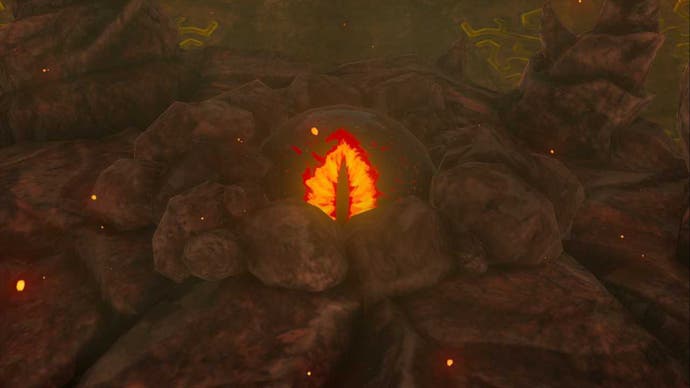 Zelda TOTK, the eye of the fire temple boss marbled gohma