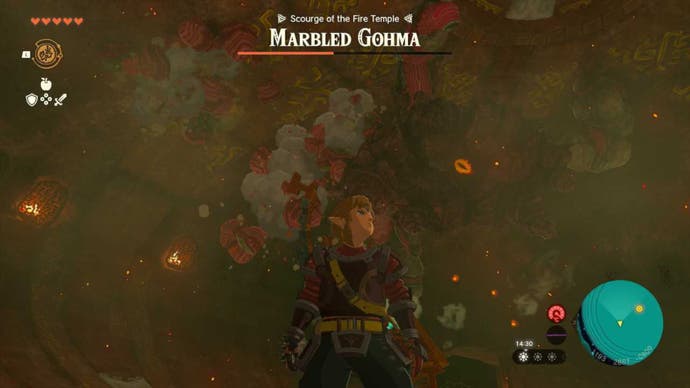 zelda totk marbled gohma half health on ceiling