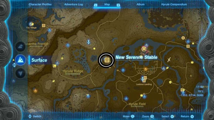 zelda totk new serene stable map location