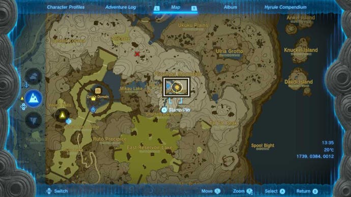 zelda totk prince sidon mipha court map location