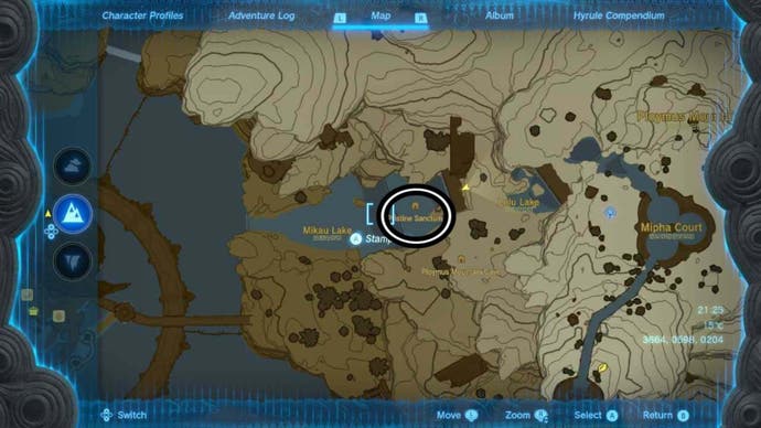 virgin shrine map location of zelda totk