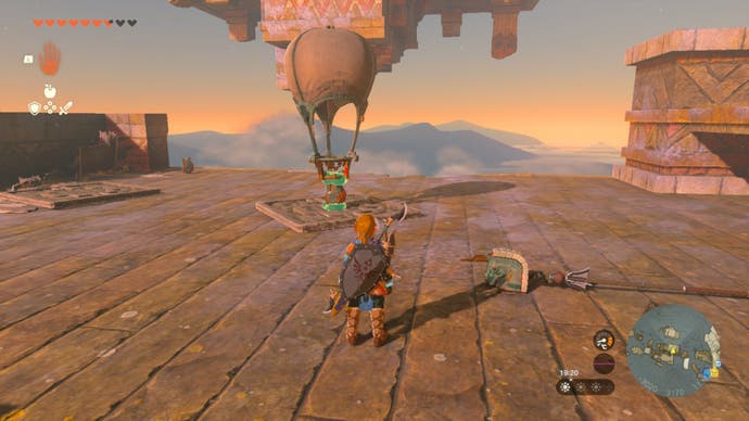 zelda totk rising island chain link looking at homemade flying device