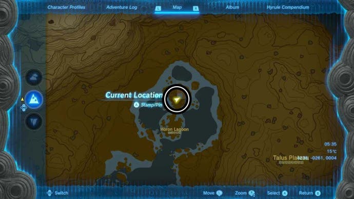 Localização do mapa de borracha Zelda Totk