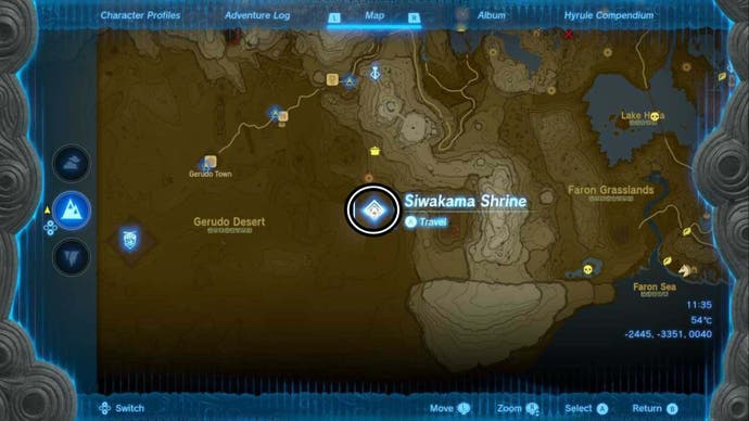 zelda totk siwakama shrine map location