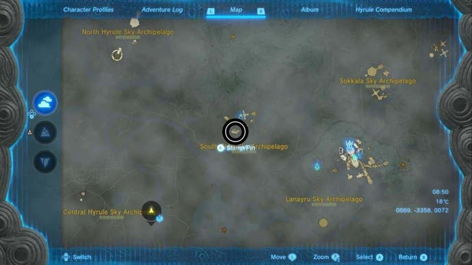 Zelda Totk South Eldin Sky Archipel Sages wird den Standort abbilden