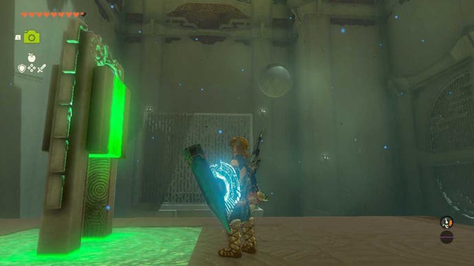zelda totk tenbez shrine orb in the air above the cube