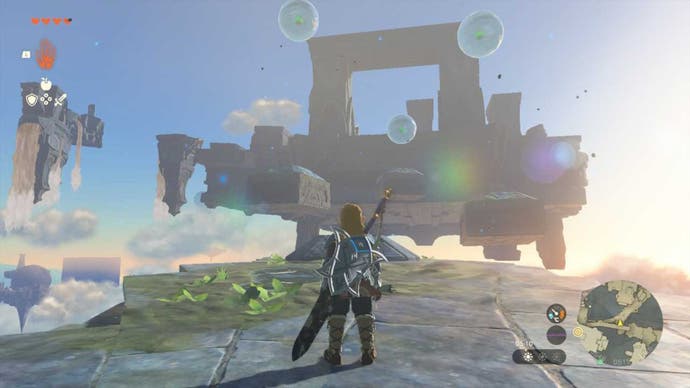 zelda totk wellspring island link watching four zonai bubbles