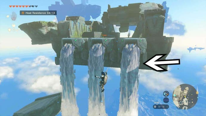 zelda totk wellspring island second waterfall route waterfall trio