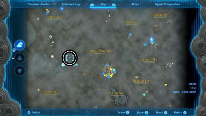 Zelda Totk West Hyrule Sky Archipel Sages wird den Standort abbilden