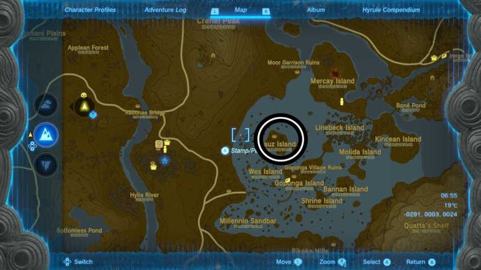 zelda totk zauz island well map location