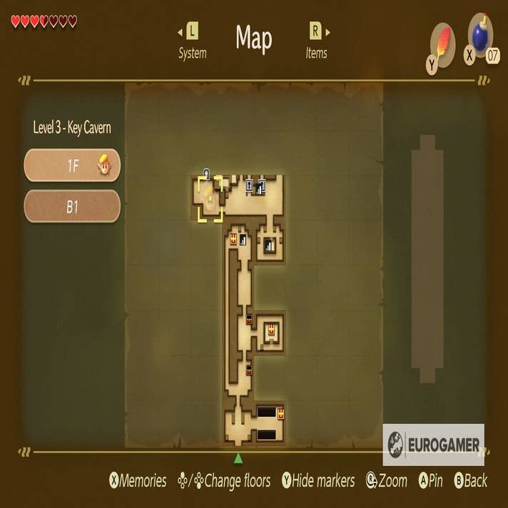 Zelda: Link's Awakening - Key Cavern dungeon explained, where to find the  Pegasus Boots location