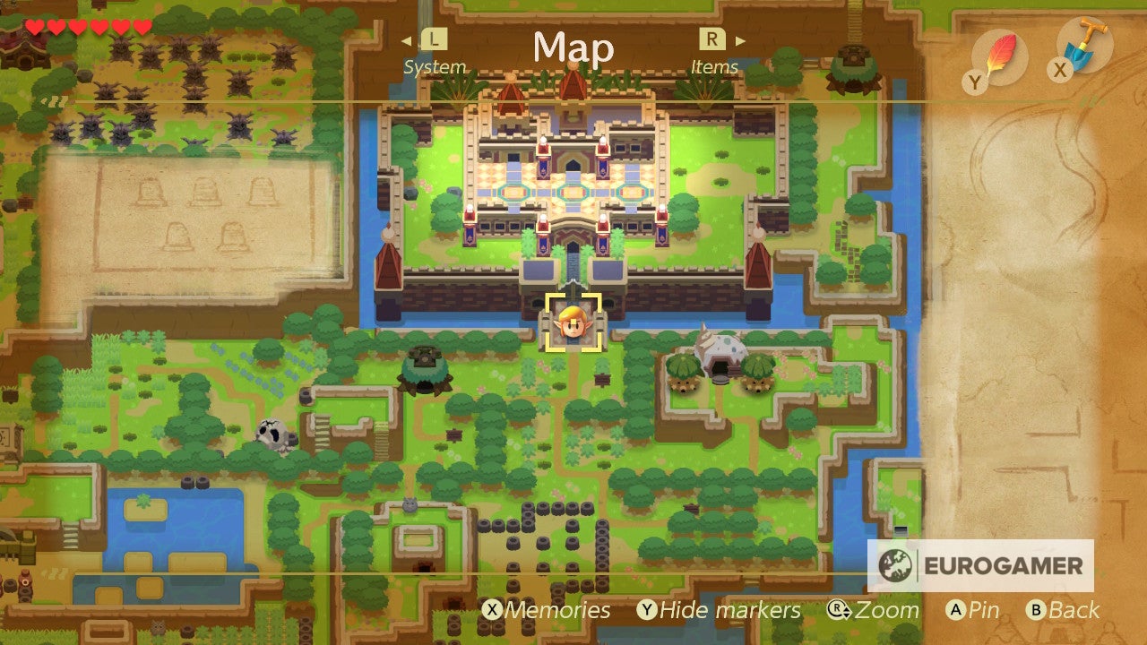Zelda Link's Awakening Kanalet Castle Gold Leaf locations