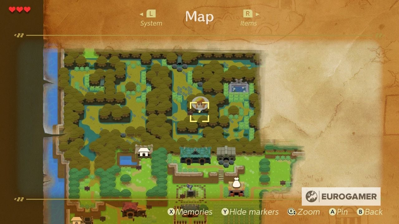 Zelda Link's Awakening Mysterious Forest's Tail Key location, and