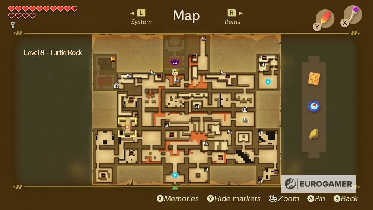 Zelda Link's Awakening Turtle Rock dungeon explored, crystal