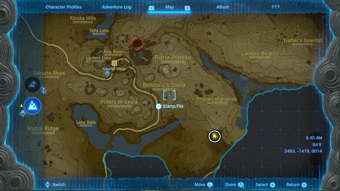 Map showing the location of the Barbarian Helm in The Legend of Zelda: Tears of the Kingdom.