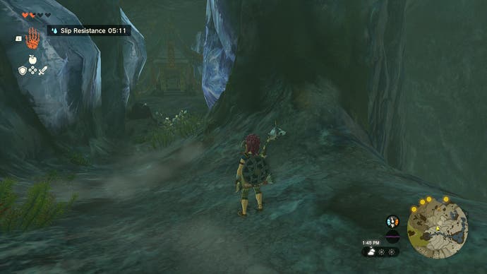Link approaching the location of the Climber’s Bandana in the Ploymous Mountain Cave.