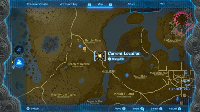 Map showing the location of the North Hyrule Plain Cave in The Legend of Zelda: Tears of the Kingdom.