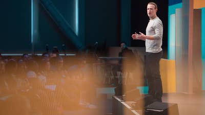 Mark Zuckerberg addresses the audience at a 2019 Facebook event