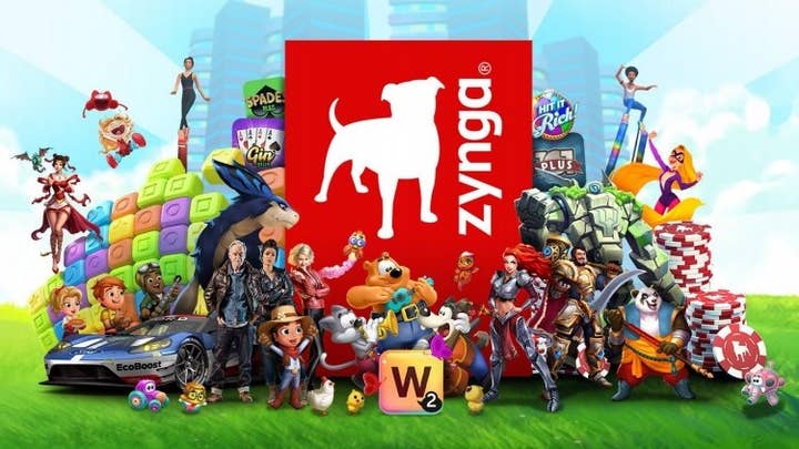 Zynga logo surrounded by Zynga properties (pre-Take-Two acquisition)